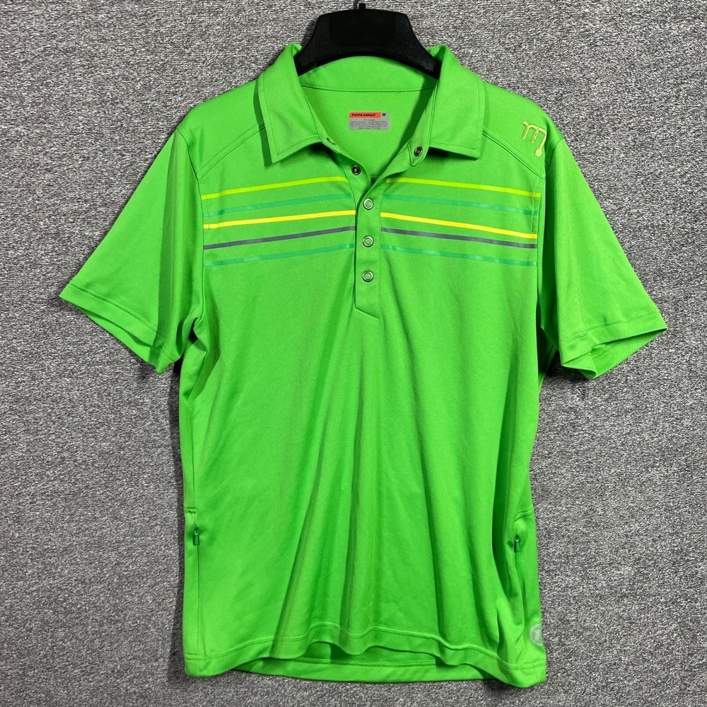 Novara Cycling Polo Shirt Mens Lime Green Short Sleeve Zip Pockets Size M